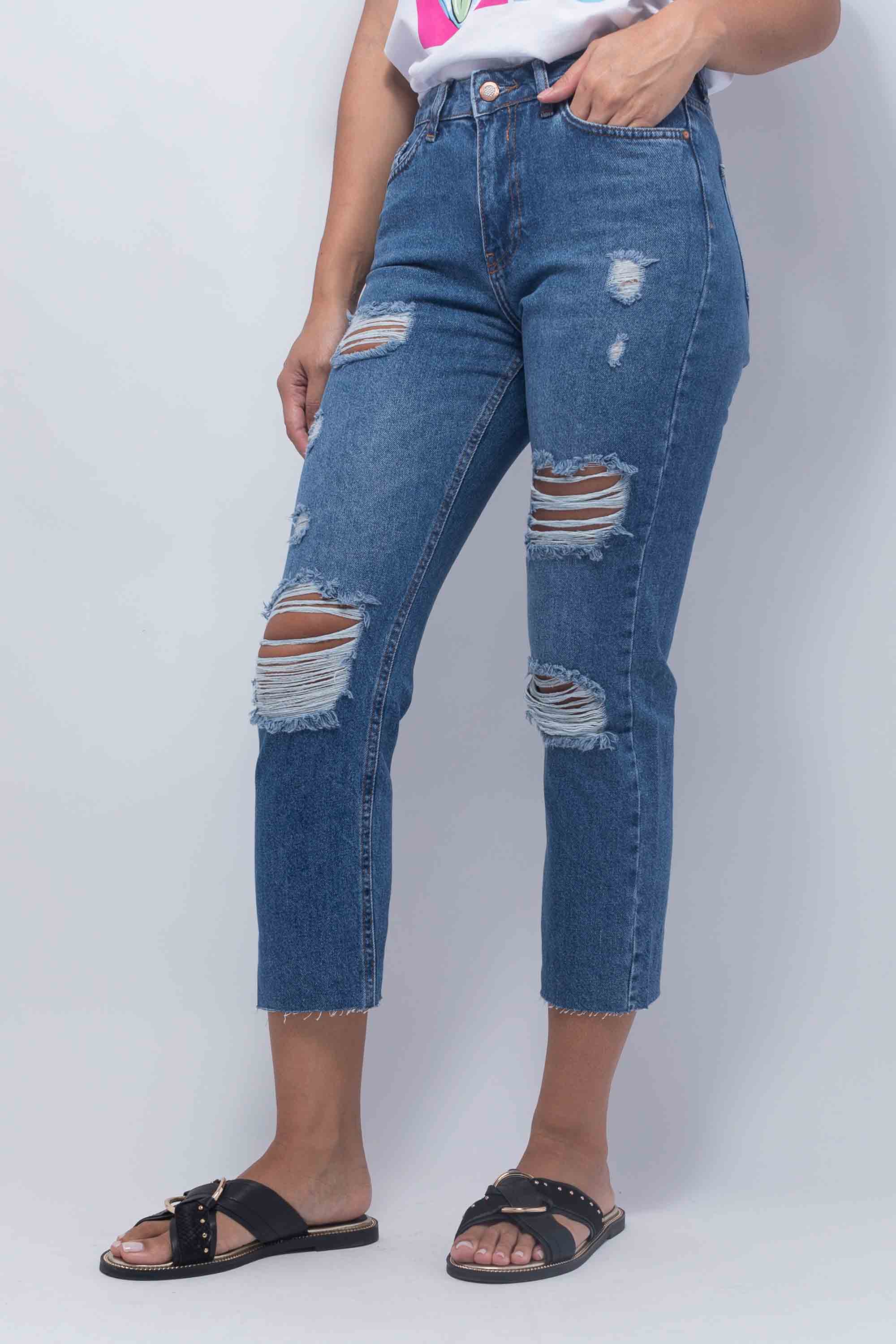 straight fit ripped jeans
