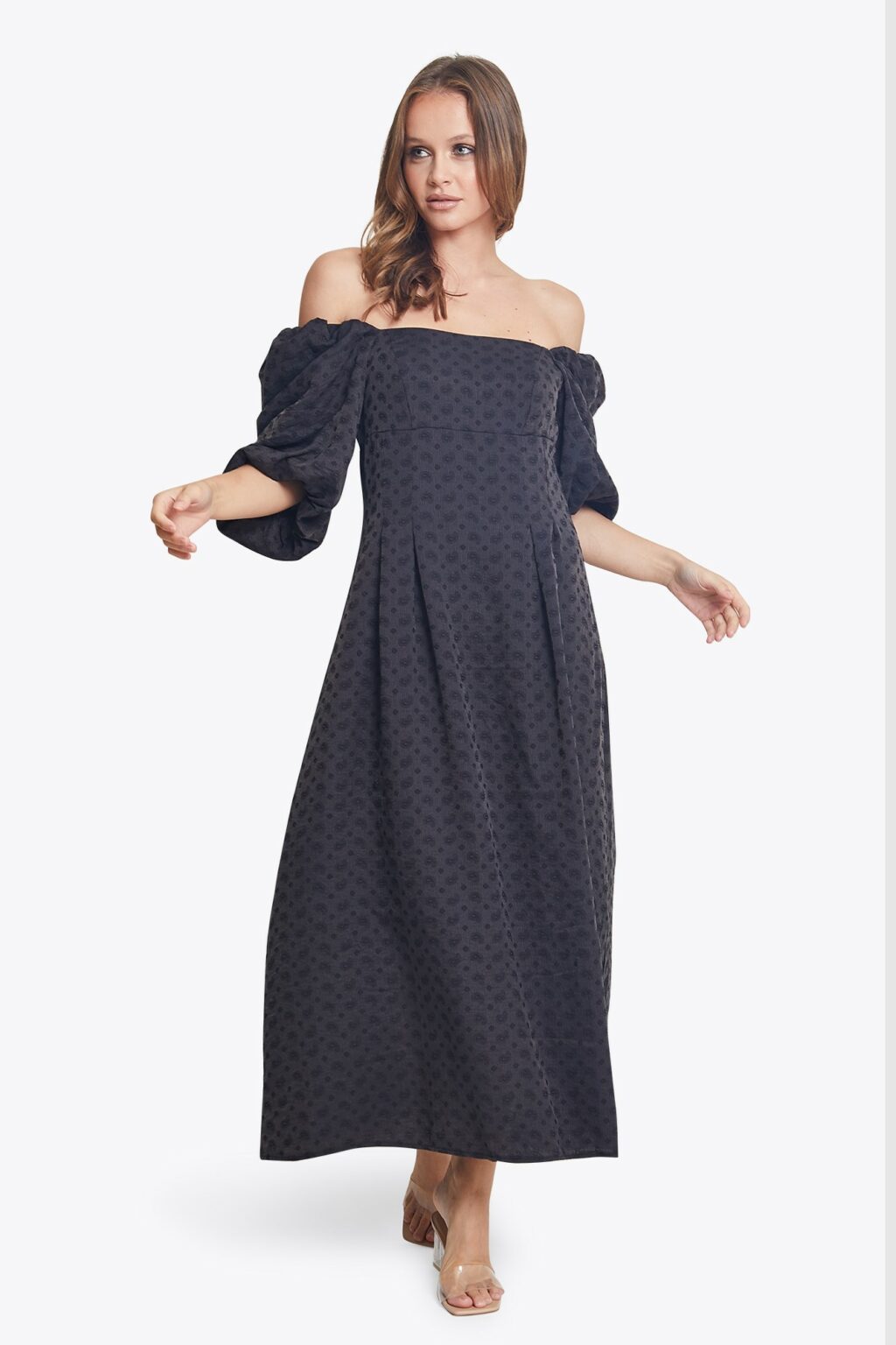 Puff sleeve off-shoulder dress - BOUTIQNA